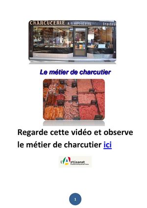 Le métier de charcutier