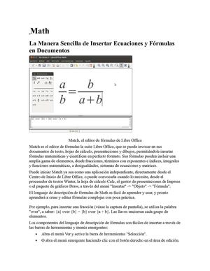 Una manera de Insertar Ecuaciones y Fórmulas en libre office