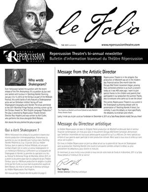 Le Folio - Repercussion Theatre's Fall 2011 Newsletter