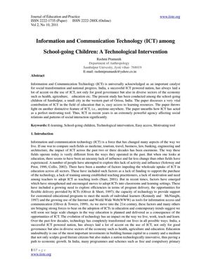 Information and Communication Technology (ICT) among School-going Children
