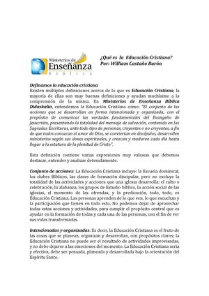 Qué es la educación cristiana