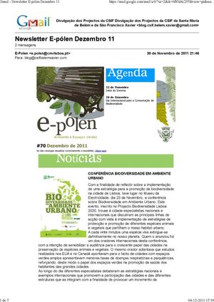 Newsletter E-pólen Dezembro 11