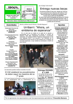 La HOJA de Allá Vamos Nº21 - 07/2009