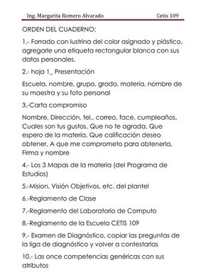 Orden del cuaderno de TIC