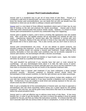 Jessner Peel Contraindications