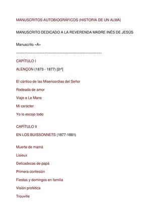 HISTORIA DE UN ALMA. SANTA TERESITA DEL NIÑO JESÚS.