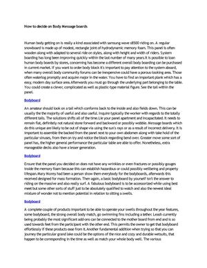 How to decide on Body Message boards