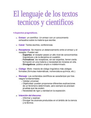 Lenguaje de los textos técnicos y científicos