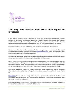 The very best Electric Bath areas with regard to lavatories