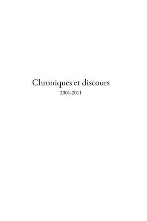 Chroniques et discours