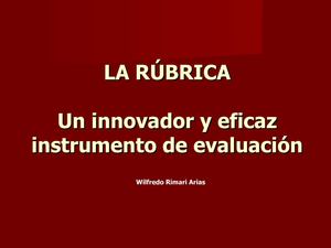 Las Rubricas en la Evaluación