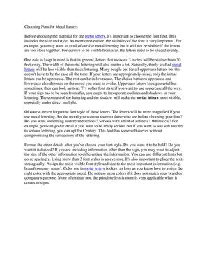 Choosing Font for Metal Letters