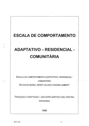 Escala de Comportamento Adaptativo Residêncial- Comunitária
