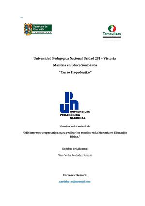 MIS INTERESES Y EXPECTATIVAS PARA REALIZAR MIS ESTUDIOS EN LA MAESTRÍA EN EDUCACIÓN BÁSICA