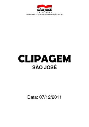 Clipagem São José 07/12/2011