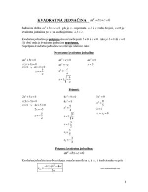 Priroda resenja kvadratne jednacine