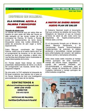 NOTICIAS DE PALMIRA, DICIEMBRE 8