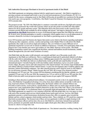 Safe Authorities Encourages Merchants to Invest in Apartments inside of Abu Dhabi