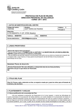 Protocolo plan de mejora