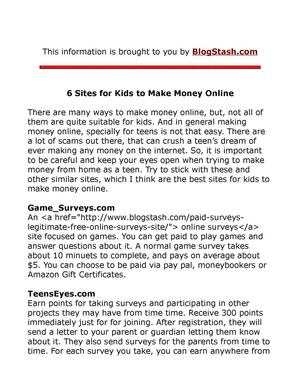 6 Sites for Kids to Make Money Online