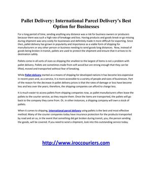 Pallet Delivery: International Parcel Delivery's Best Option for Businesses