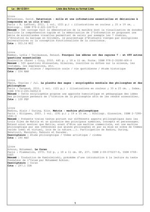 Nouveautés CDI octobre, novembre, décembre 2011