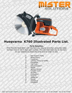 k760 parts list a-z