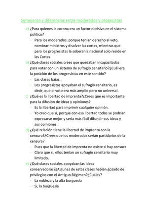 semejanzas y diferencias entre moderados y progresistas 