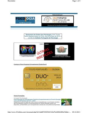 Newsletter Psicologia.pt: Instituto Português de Psicologia, Escola de Formação Avançada