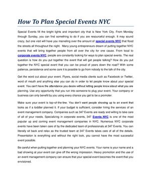 How To Plan Special Events NYC