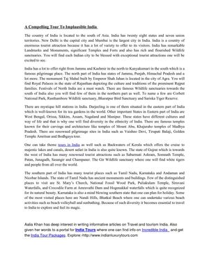 A Compelling Tour To Implausible India