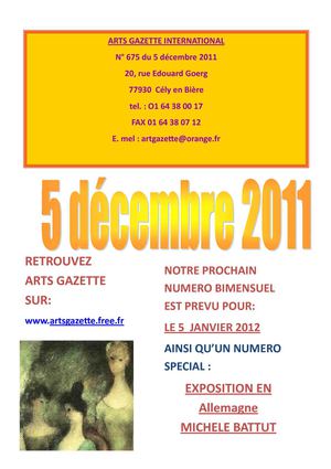 Arts Gazette International - N°672 du 5 Décembre 2011