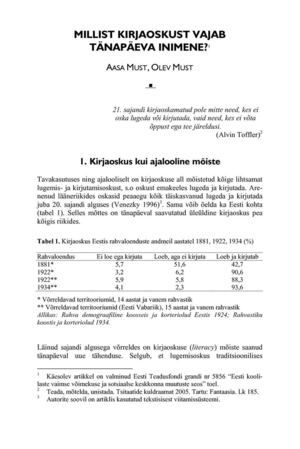 MILLIST KIRJAOSKUST VAJAB TÄNAPÄEVA INIMENE?