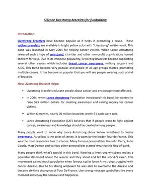 Silicone Livestrong bracelets for fundraising