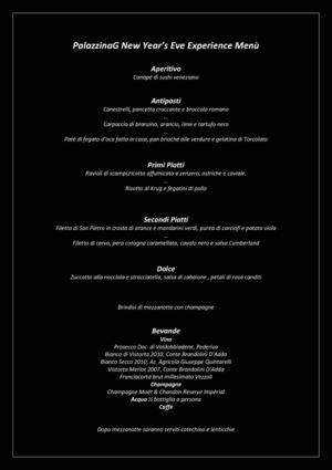 Menu del Cenone di Capodanno a Palazzina Grassi 2011/12