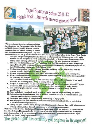 Bryngwyn's 2011-12 Eco Mission Statement