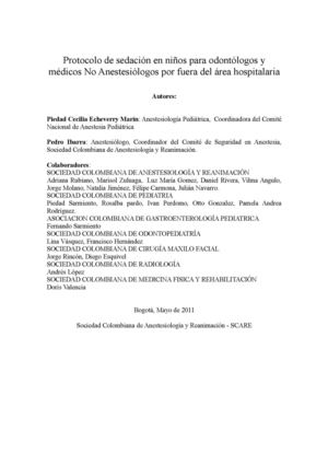 Protocolo de sedación en niños para odontólogos y médicos No Anestesiólogos por fuera del área hospitalaria