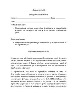 La Regionalización en Chile