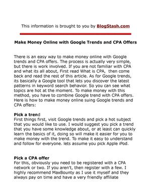 Make Money Online with Google Trends and CPA Offers