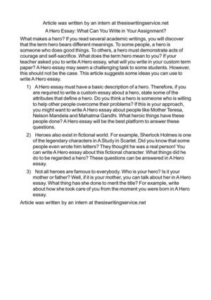 Calameo A Hero Essay What Can You Write In Your Assignment