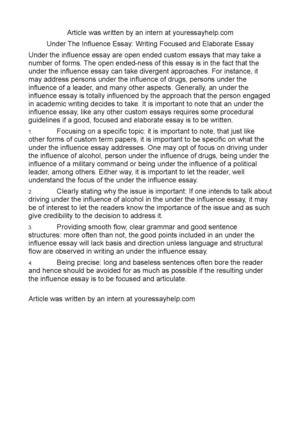 Calamo Under The Influence Essay Writing Focused And Elaborate Essay Under The Influence Essay Writing Focused And Elaborate Essay