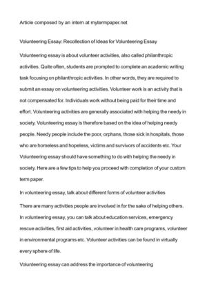 essay about volunteering 200 words