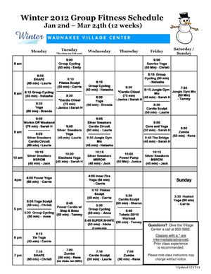 Winter 2012 Fitness Schedule