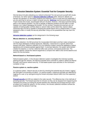 Intrusion Detection System: Essential Tool for Computer Security