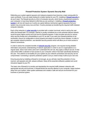 Firewall Protection System- Dynamic Security Wall