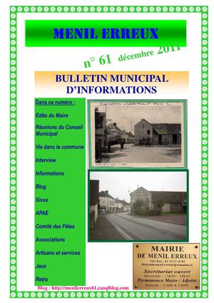 Bulletin Municipal n°61 Décembre 2011 Ménil Erreux