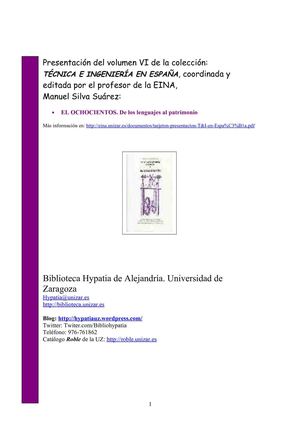 Reseñas bibliográficas Biblioteca Hypatia de Alejandría UZ. Profesor M. Silva