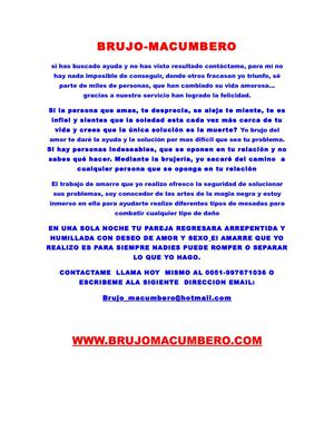 BRUJO MACUMBERO EXPERTO EN AMARRES DE AMOR