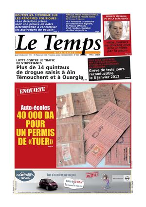 Le Temps d'Algérie Edition du Jeudi 15 Décembre 2011