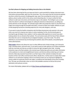 Use flash software for Mapping and Adding Interactive Data on the Website